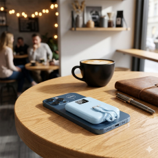 Mini Batterie Externe Magnétique & Sans Fil – Ultra-Compacte avec Câbles Intégrés (4000/5000mAh)